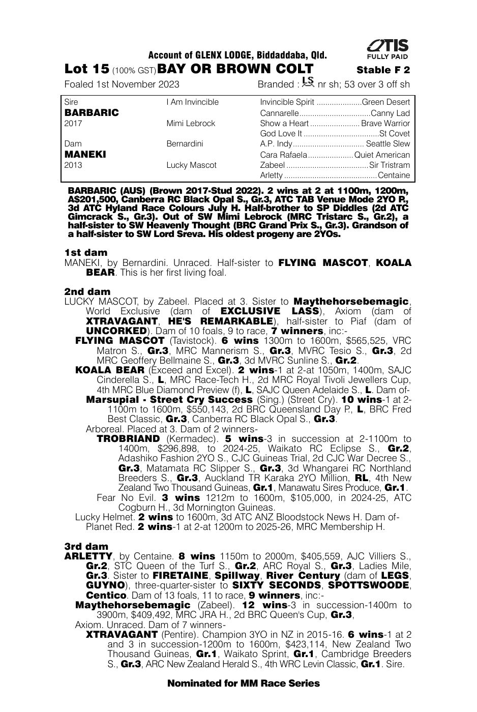 Pedigree - Lot 15