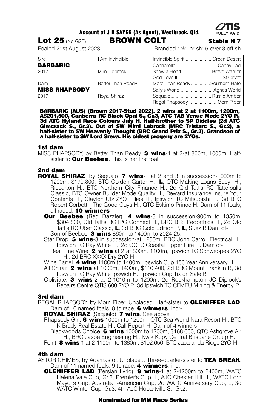 Pedigree - Lot 25