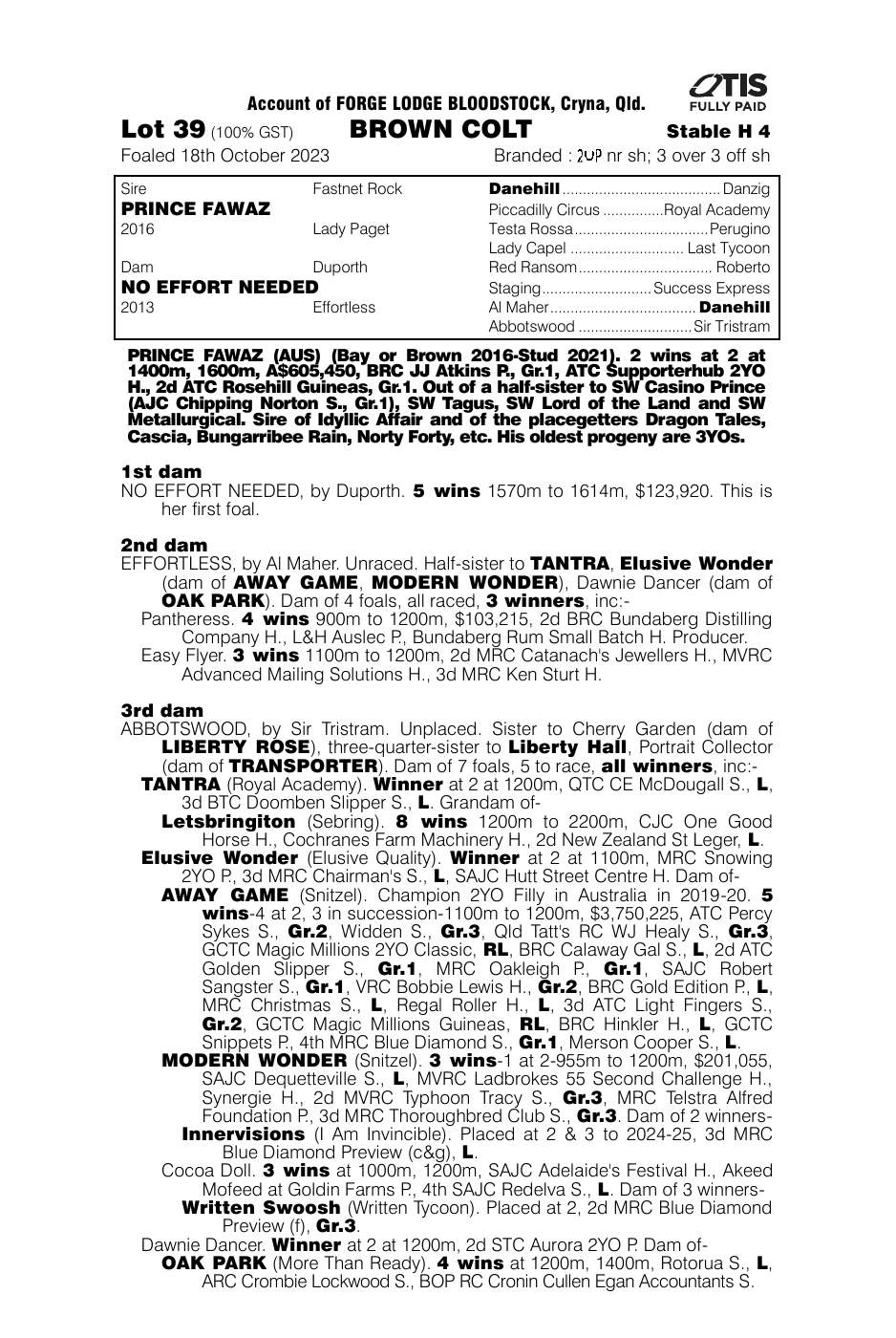 Pedigree - Lot 39