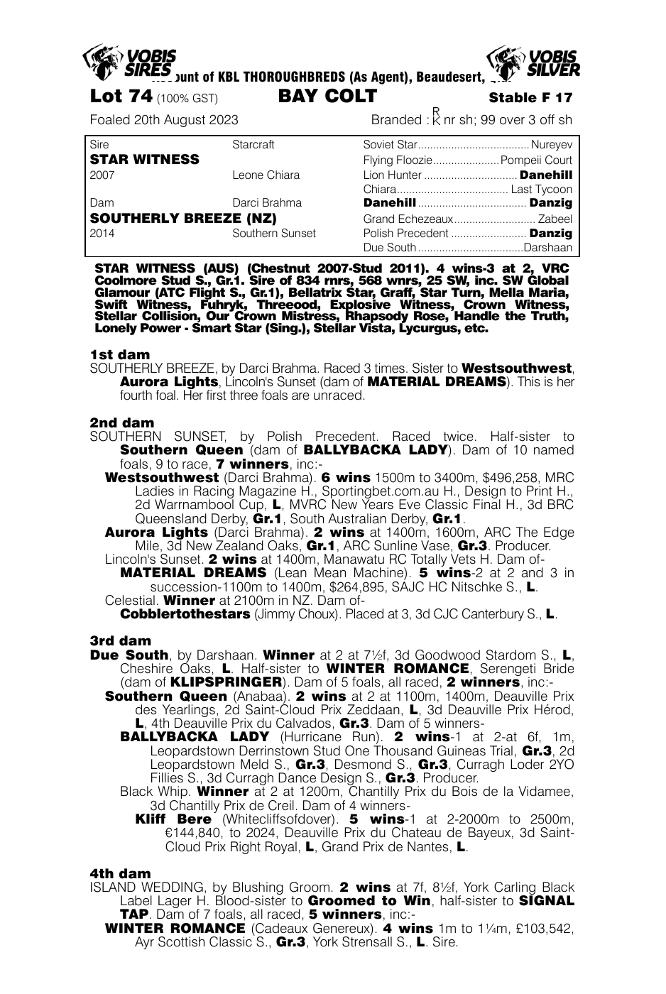 Pedigree - Lot 74