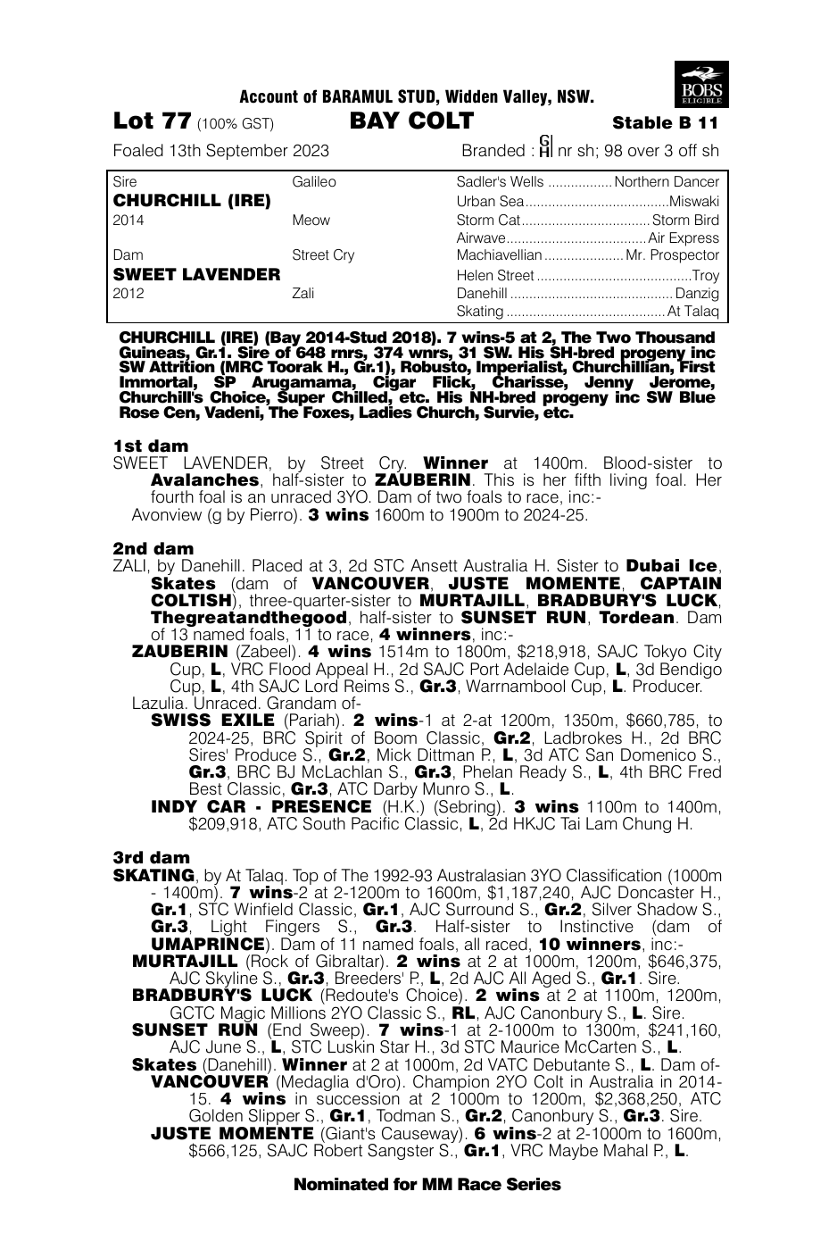 Pedigree - Lot 77