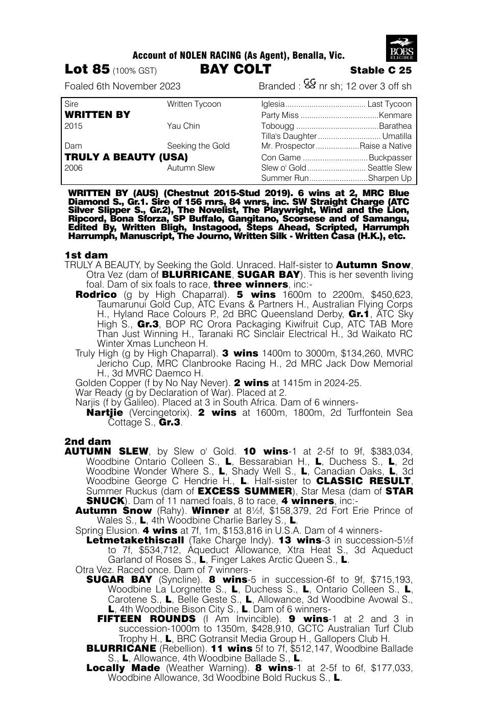 Pedigree - Lot 85