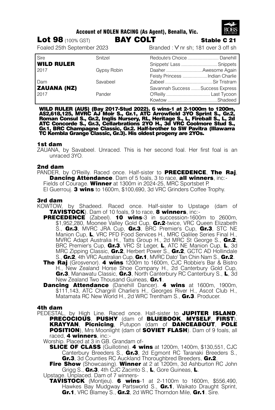 Pedigree - Lot 98