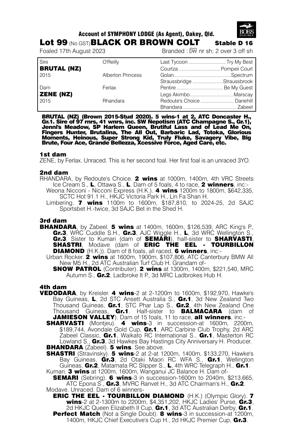 Pedigree - Lot 99
