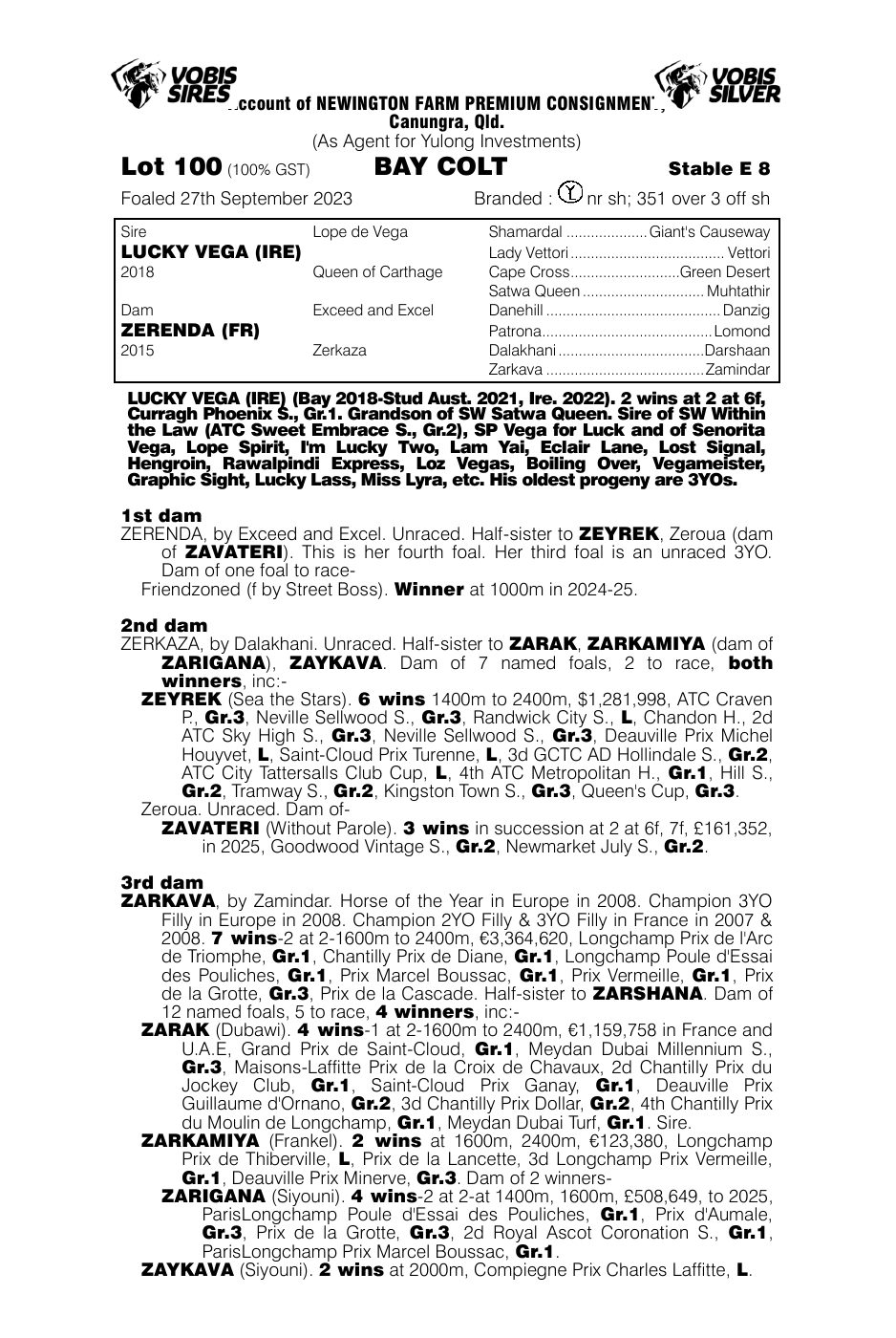 Pedigree - Lot 100