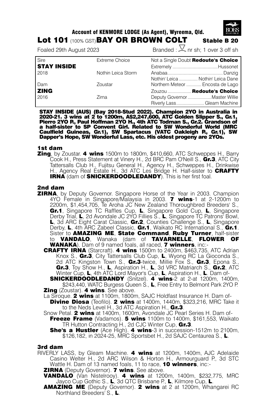 Pedigree - Lot 101