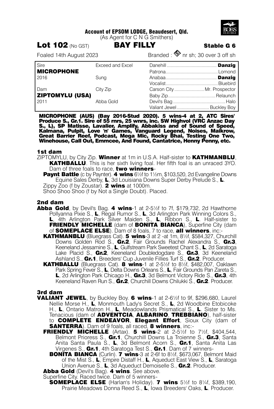 Pedigree - Lot 102