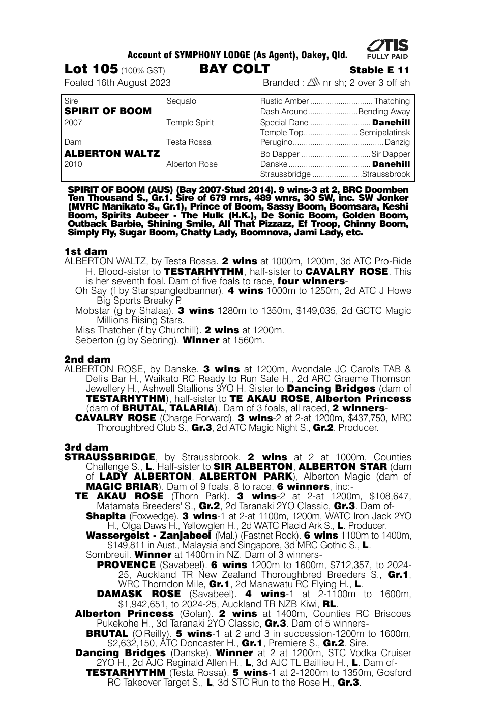 Pedigree - Lot 105