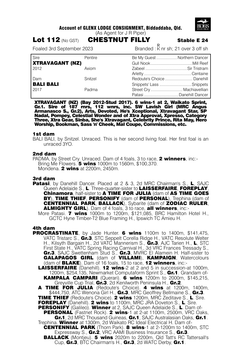 Pedigree - Lot 112