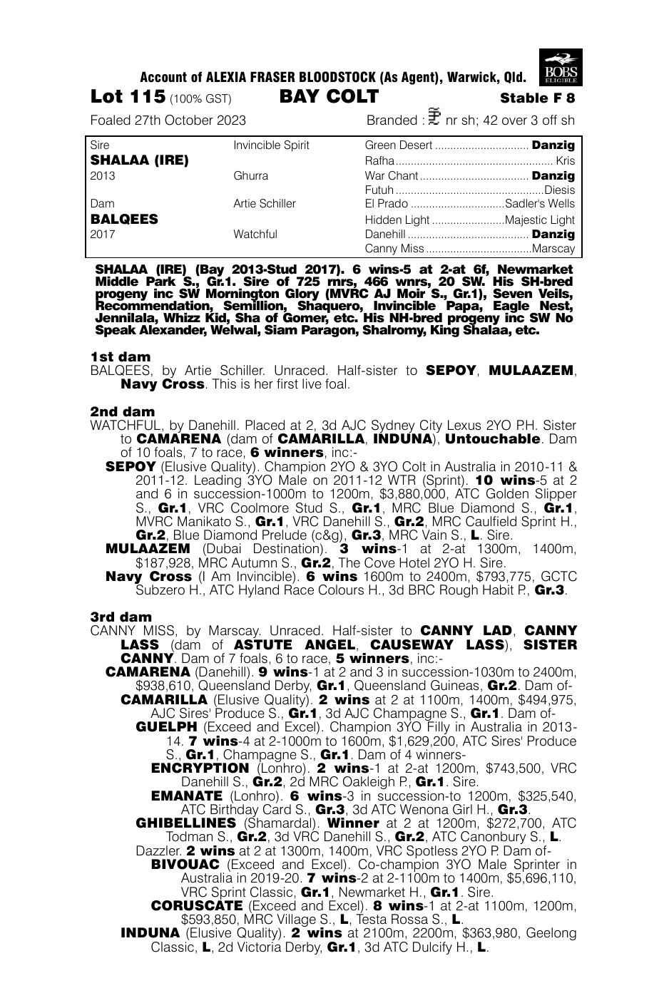 Pedigree - Lot 115