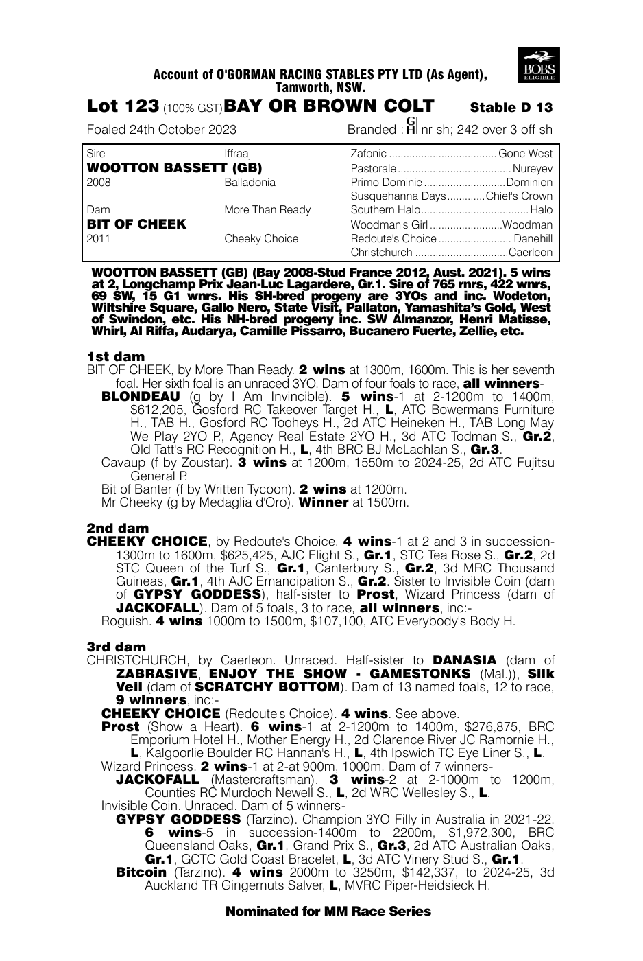 Pedigree - Lot 123