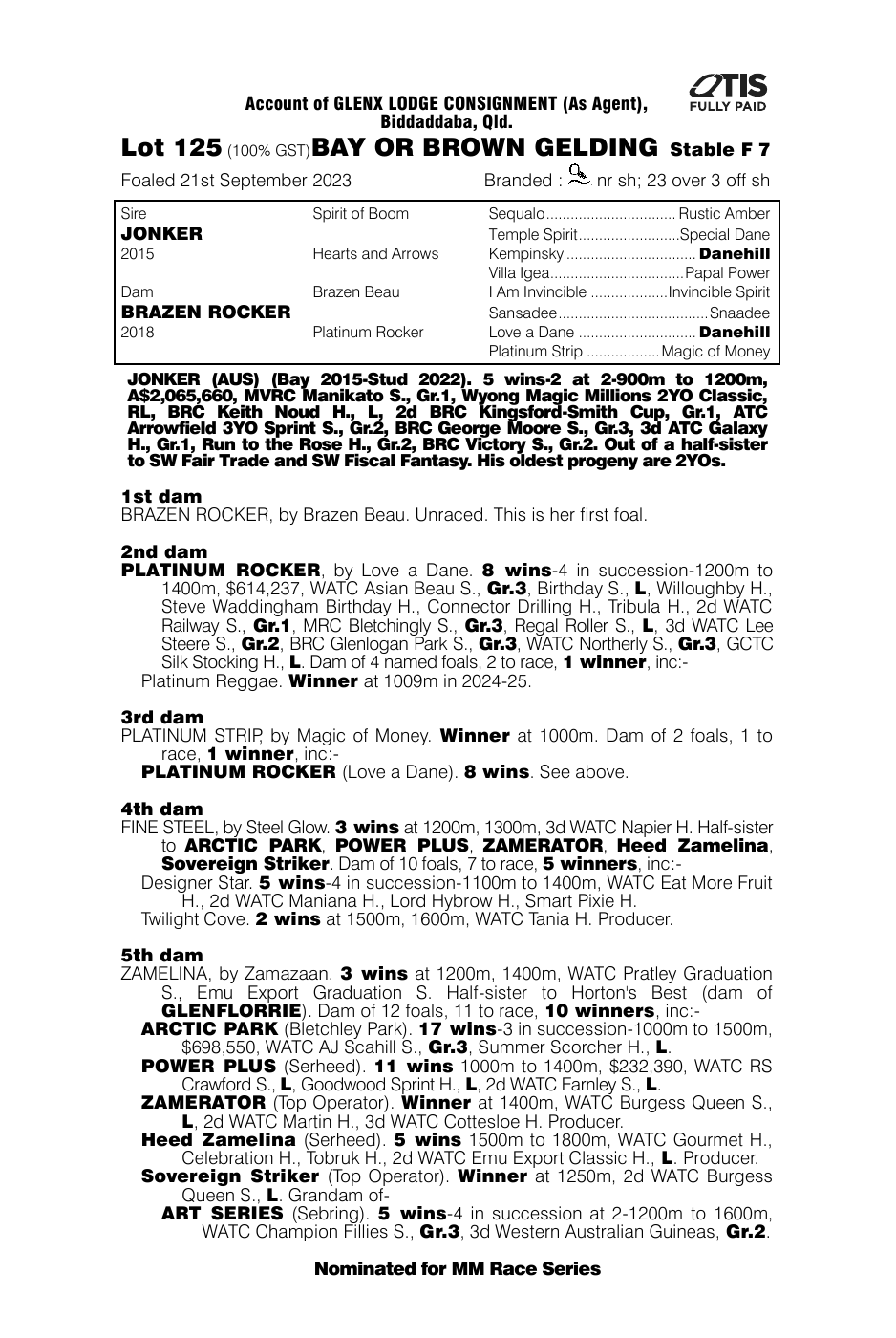 Pedigree - Lot 125