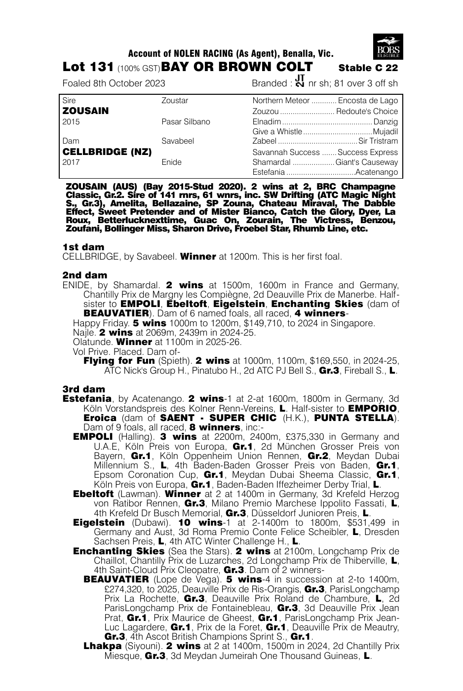 Pedigree - Lot 131