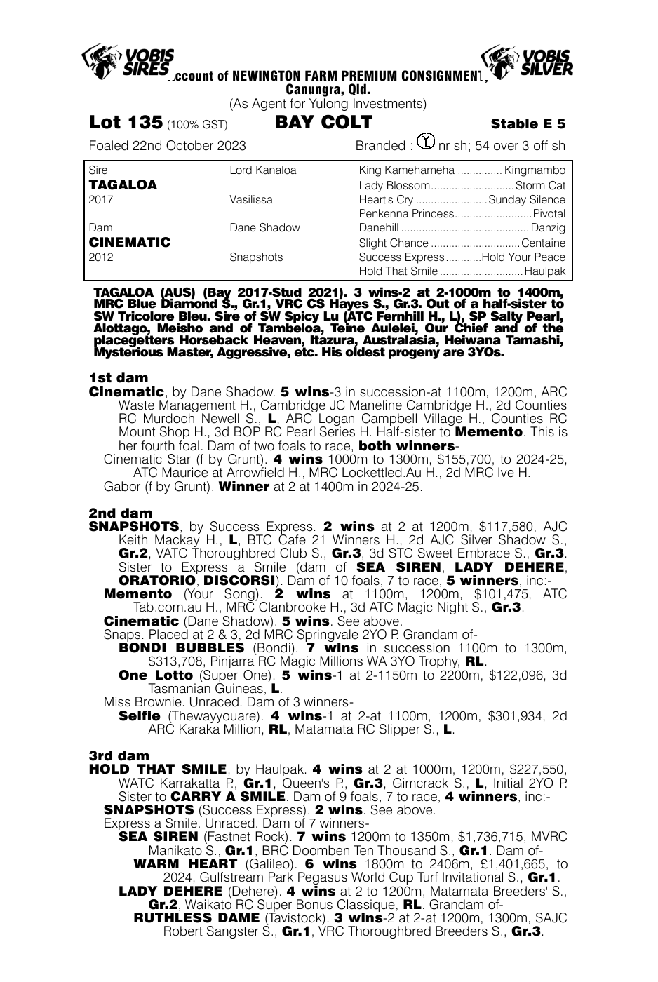 Pedigree - Lot 135