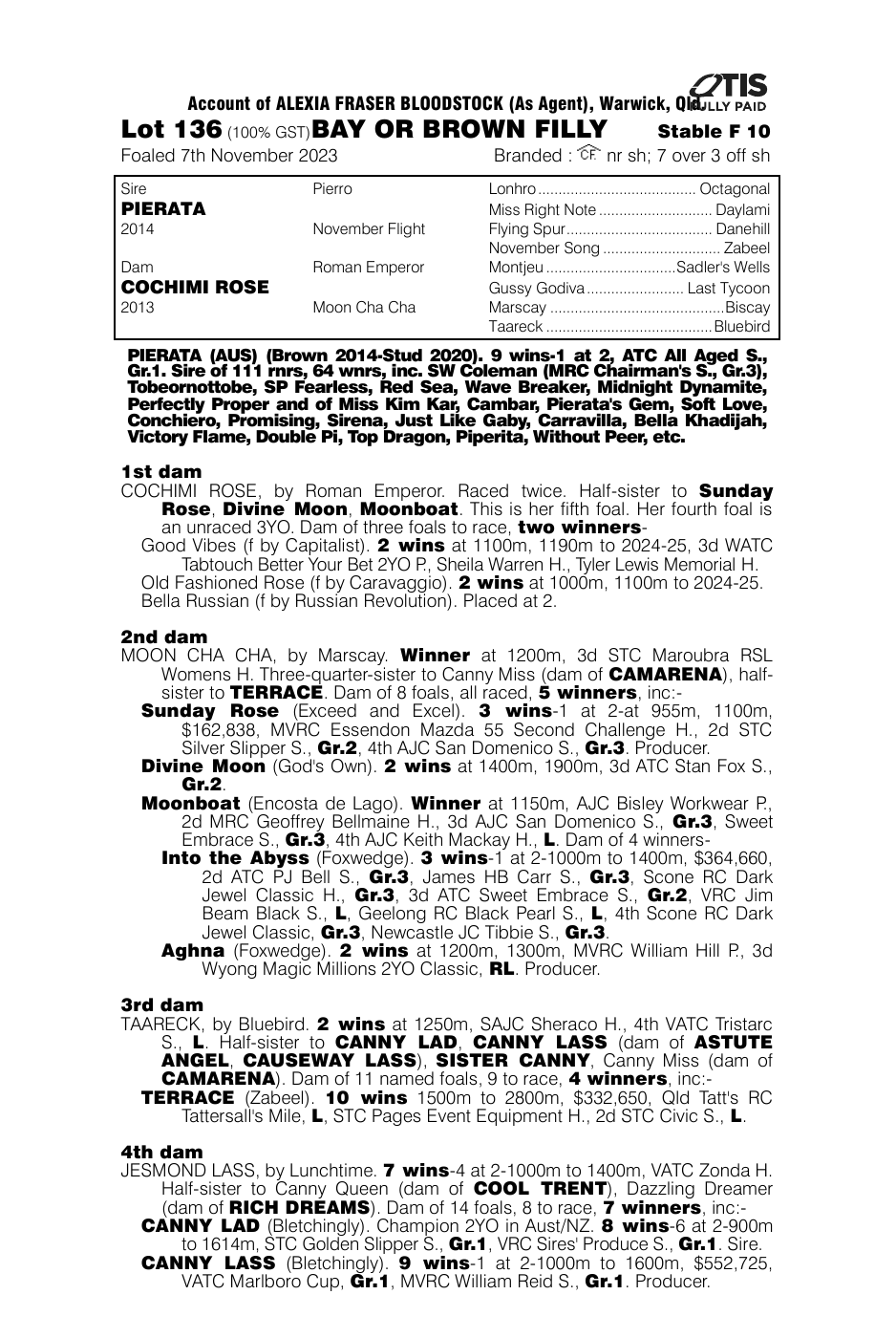 Pedigree - Lot 136