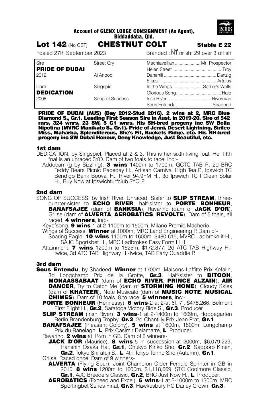 Pedigree - Lot 142