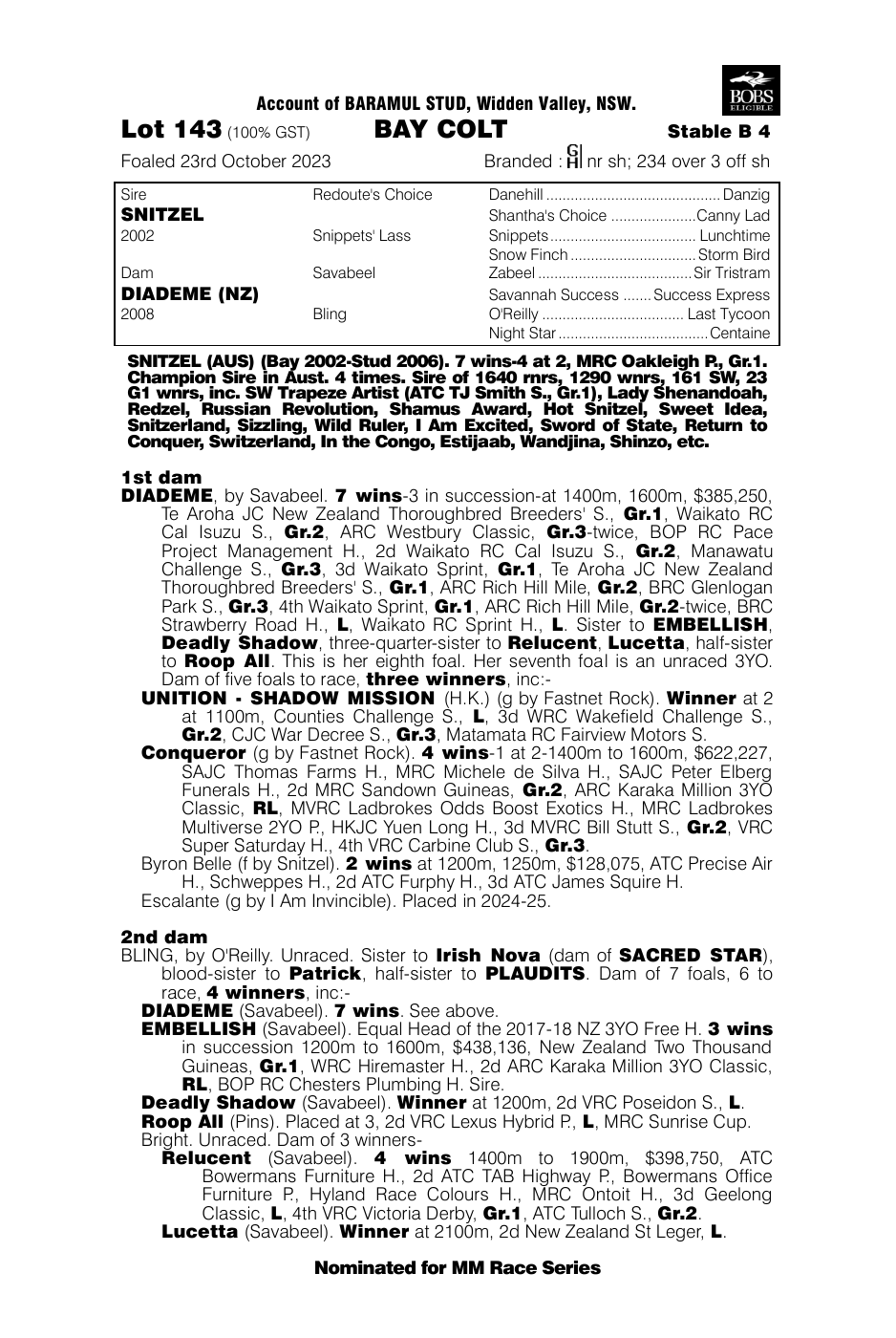 Pedigree - Lot 143