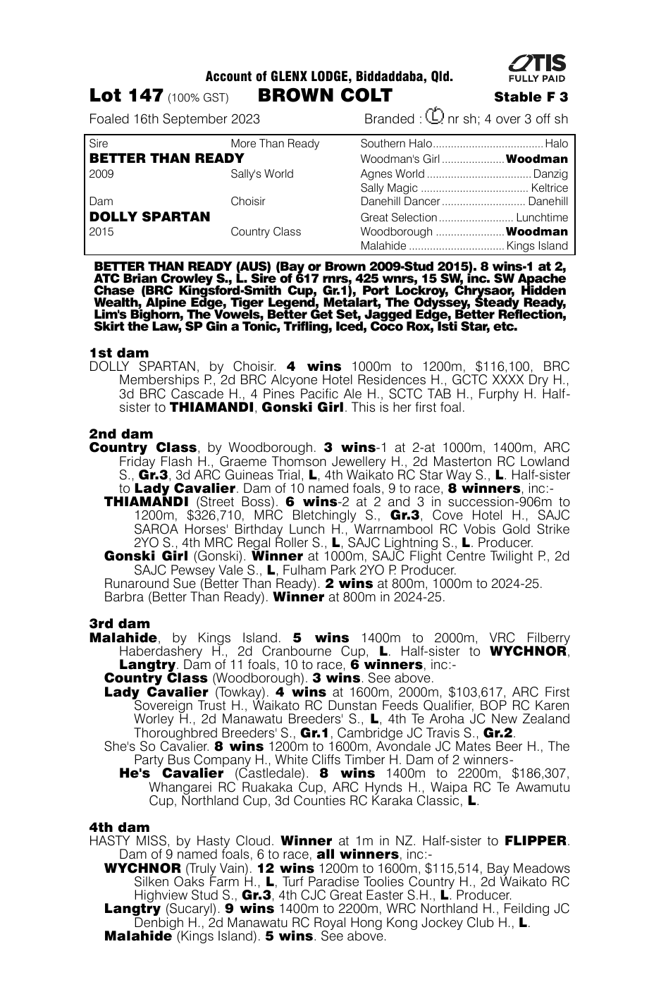 Pedigree - Lot 147