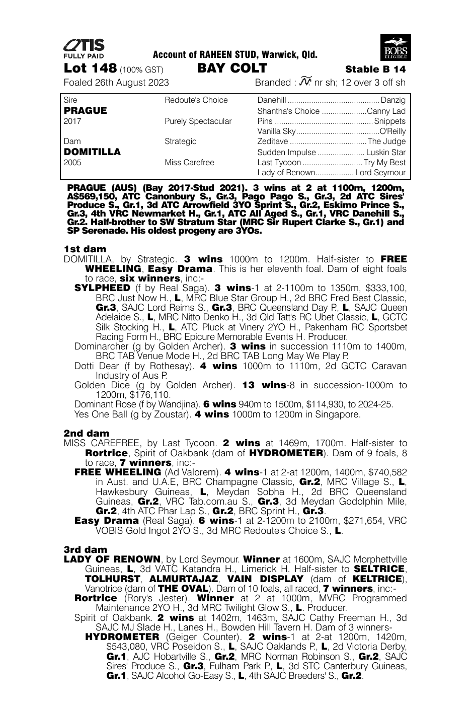 Pedigree - Lot 148