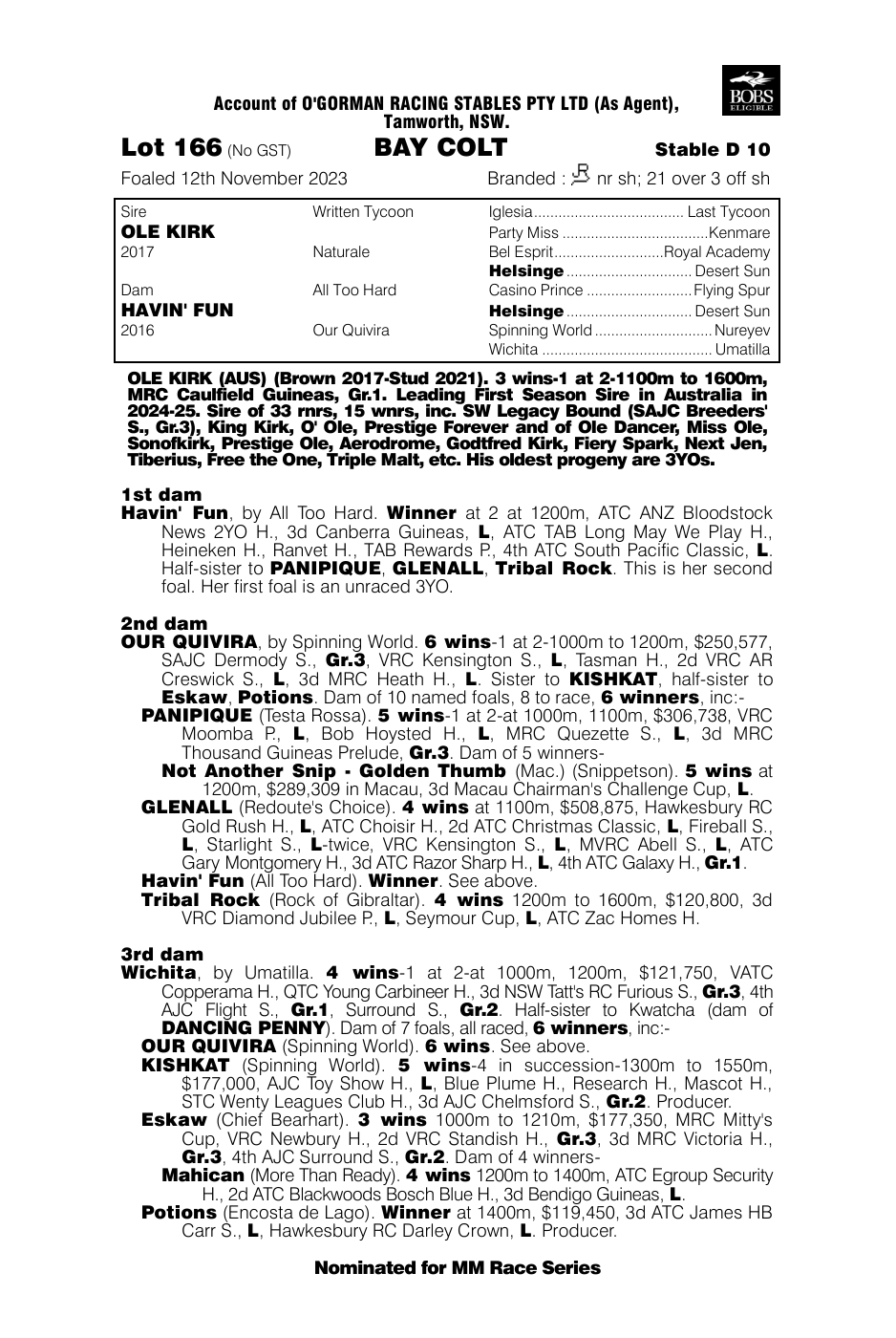 Pedigree - Lot 166