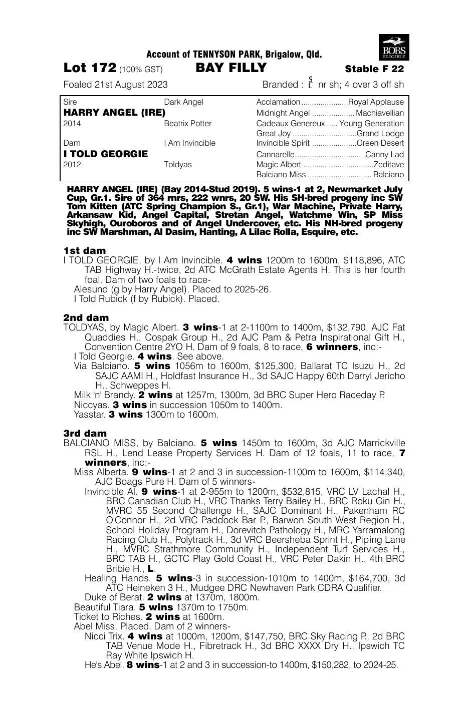 Pedigree - Lot 172