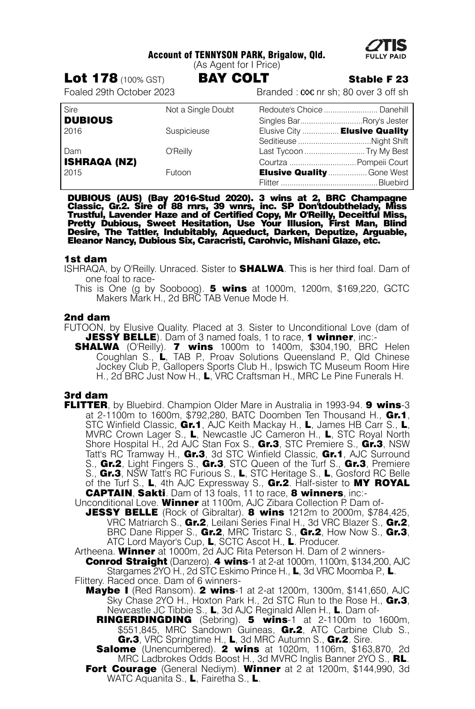 Pedigree - Lot 178