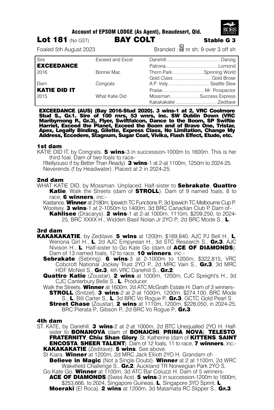Pedigree - Lot 181