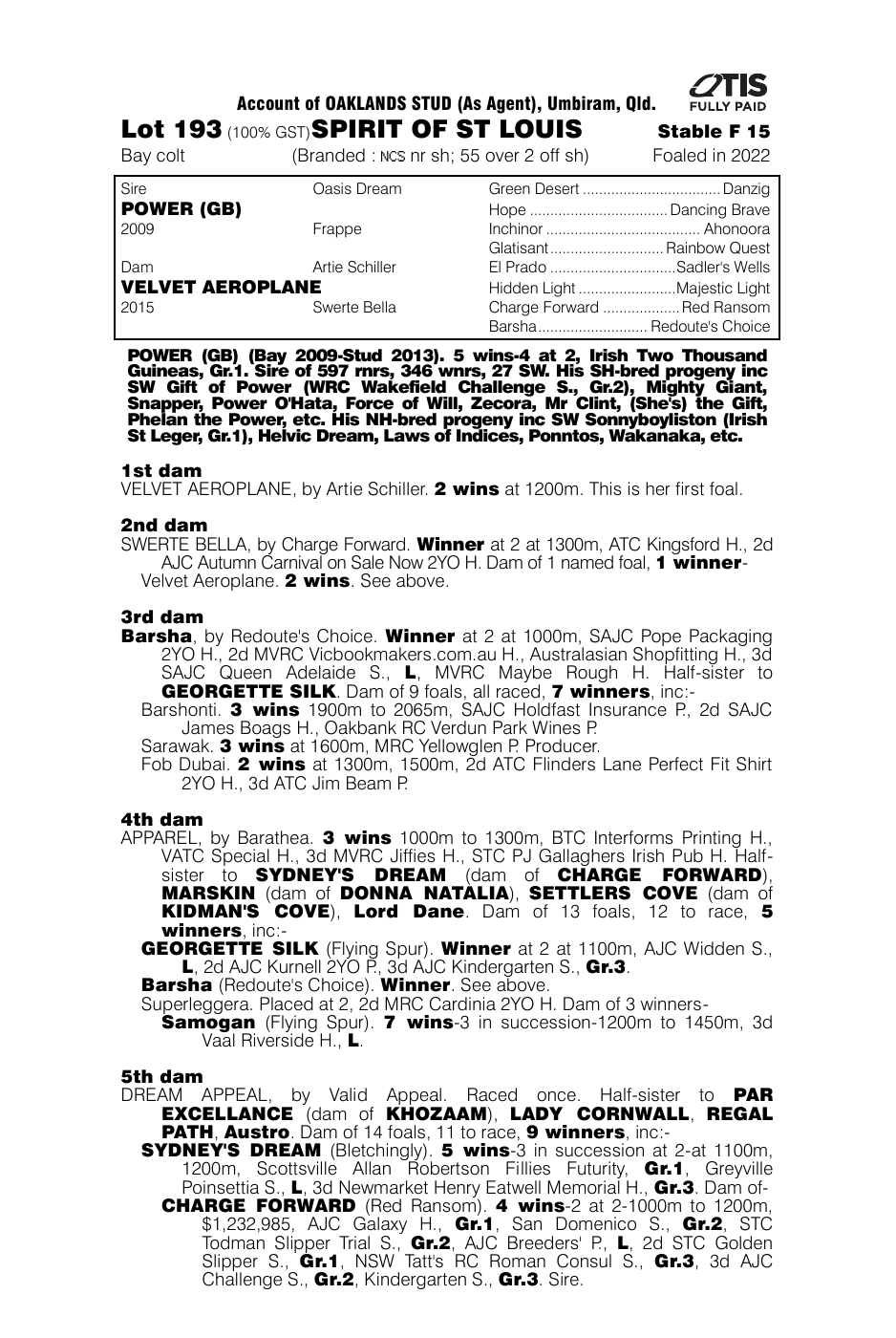 Pedigree - Lot 193