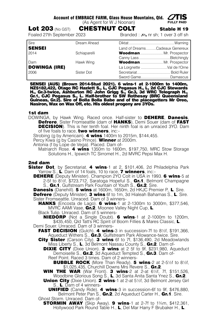 Pedigree - Lot 203