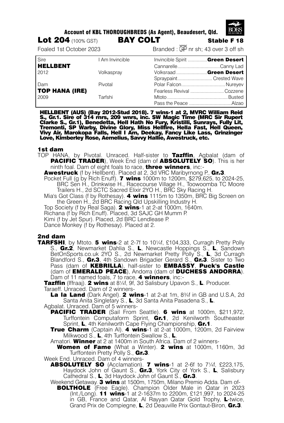 Pedigree - Lot 204