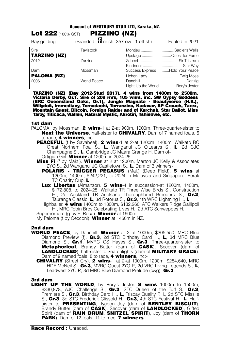 Pedigree - Lot 222