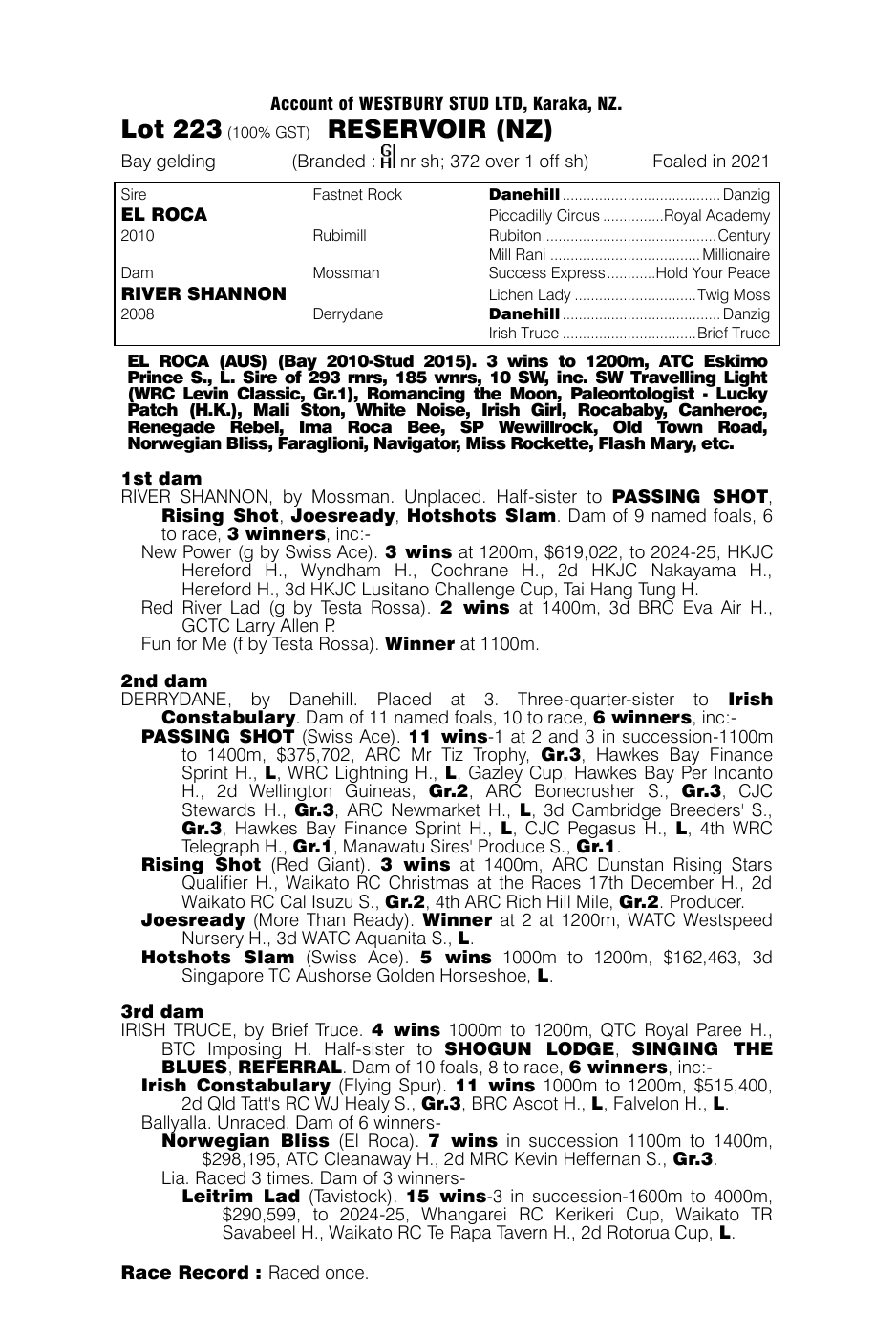 Pedigree - Lot 223