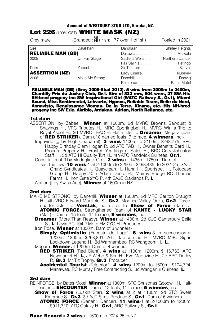 Pedigree - Lot 226