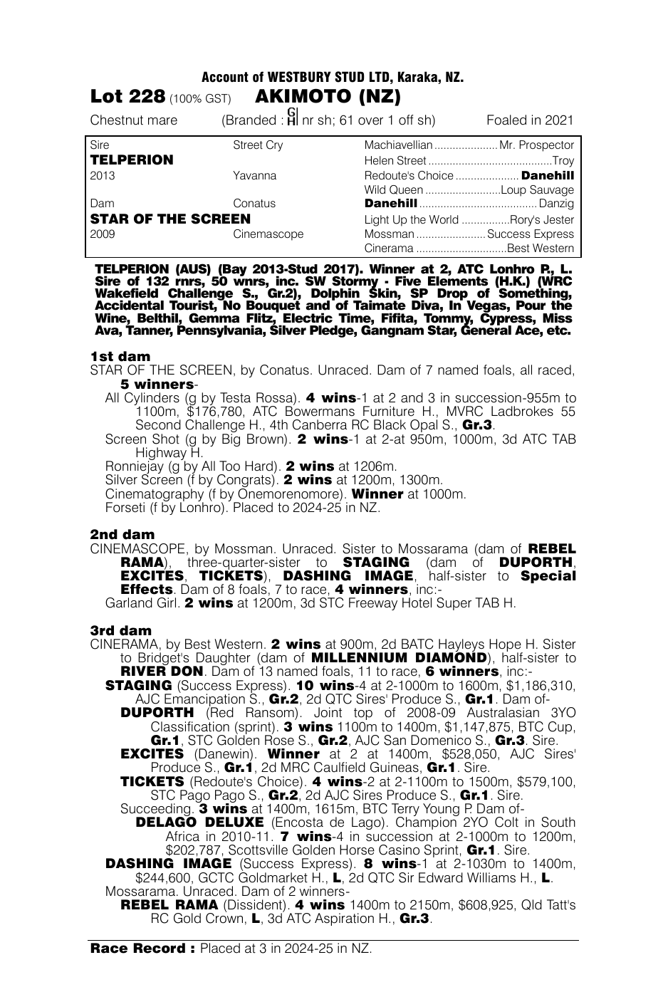 Pedigree - Lot 228