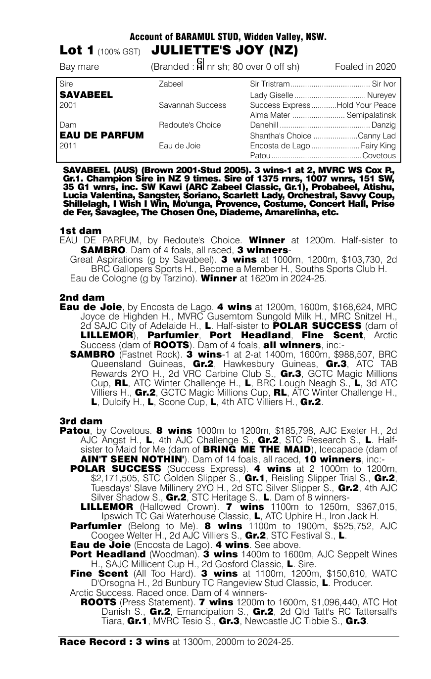 Pedigree - Lot 1