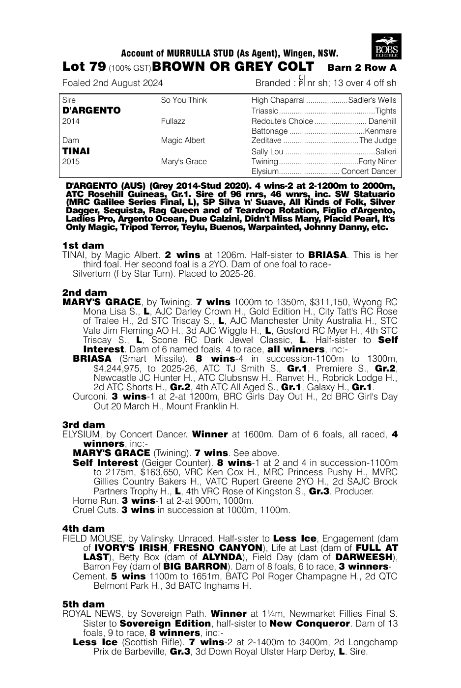Pedigree - Lot 79