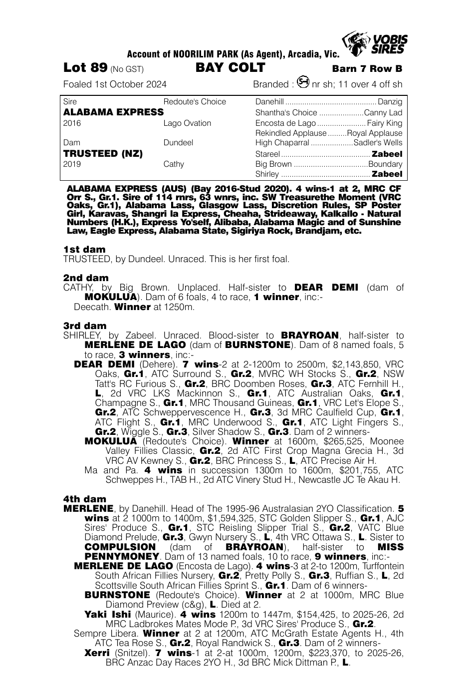 Pedigree - Lot 89