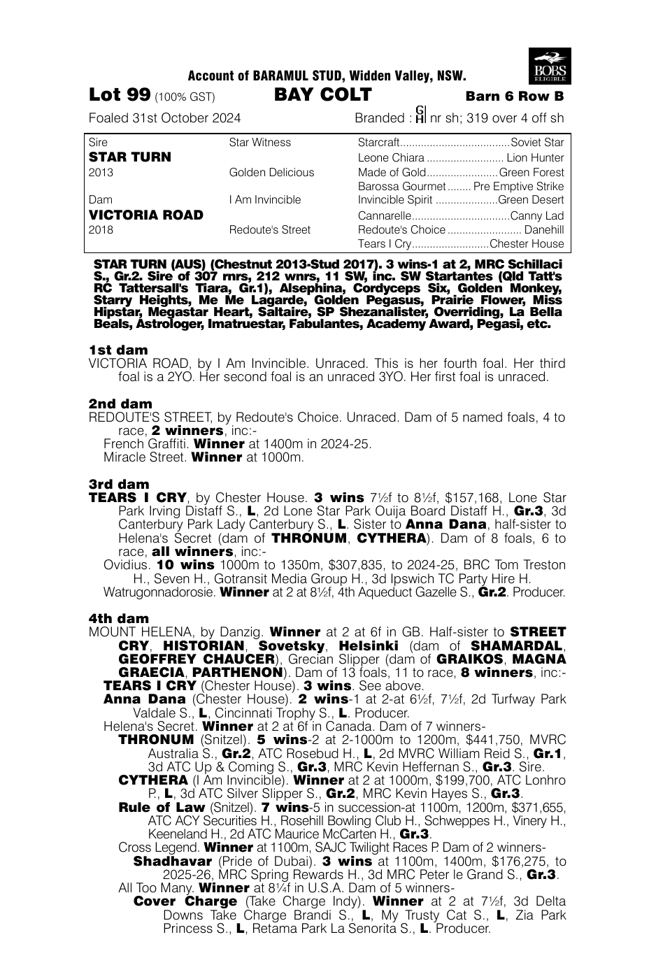 Pedigree - Lot 99