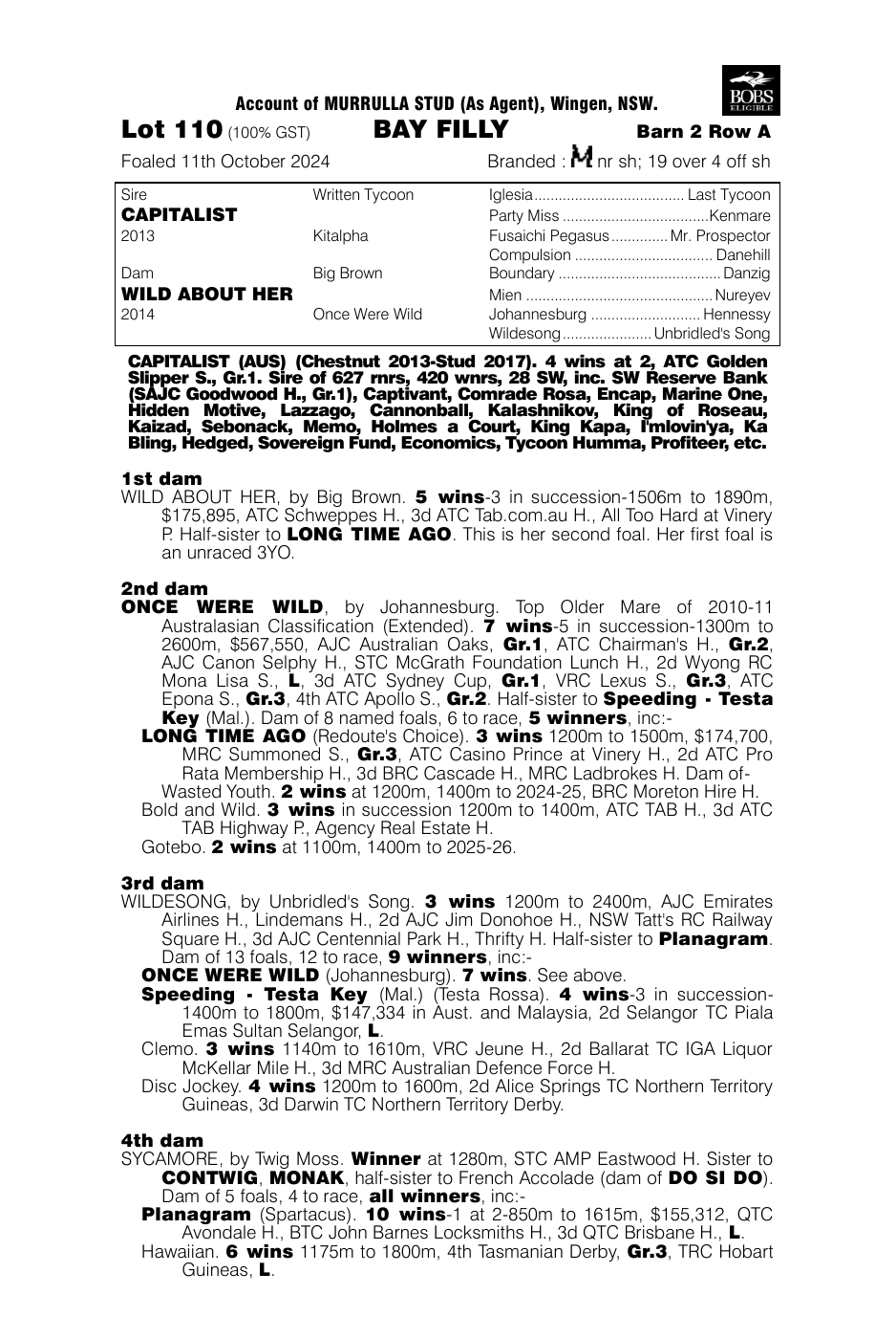 Pedigree - Lot 110