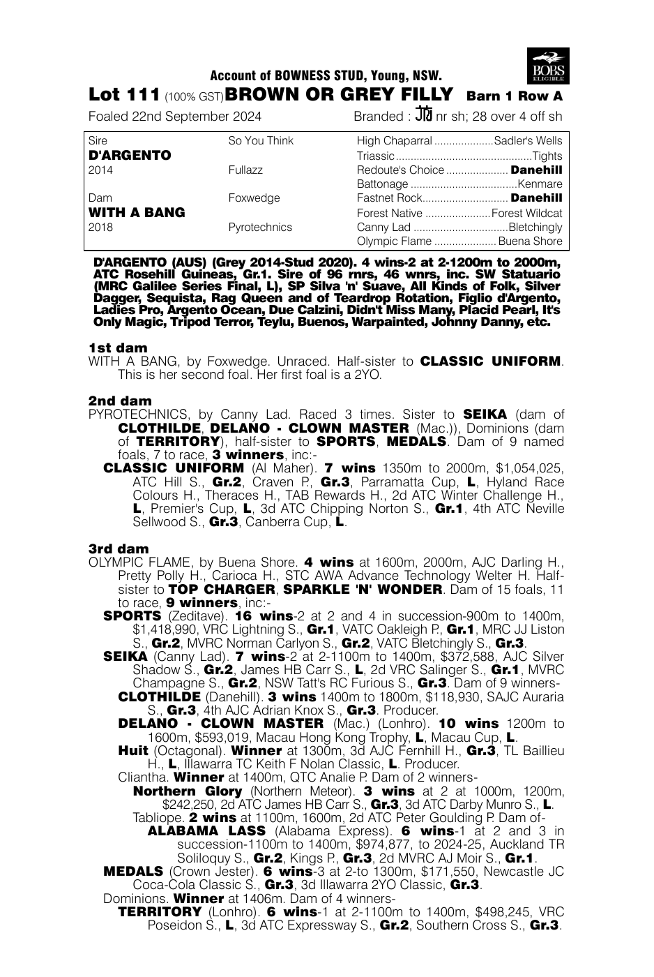 Pedigree - Lot 111