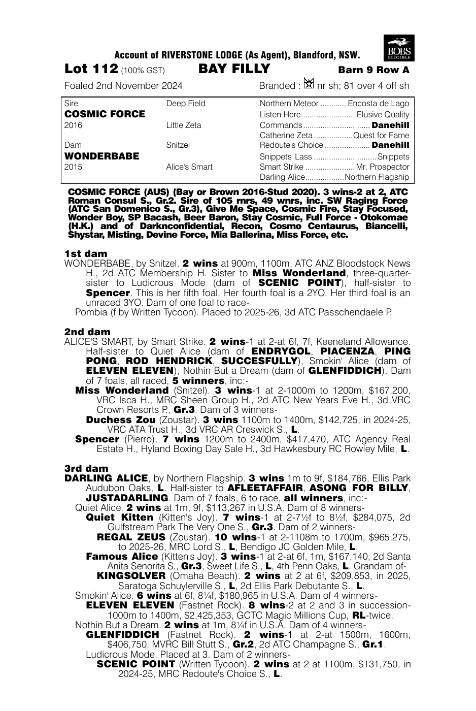 Pedigree - Lot 112
