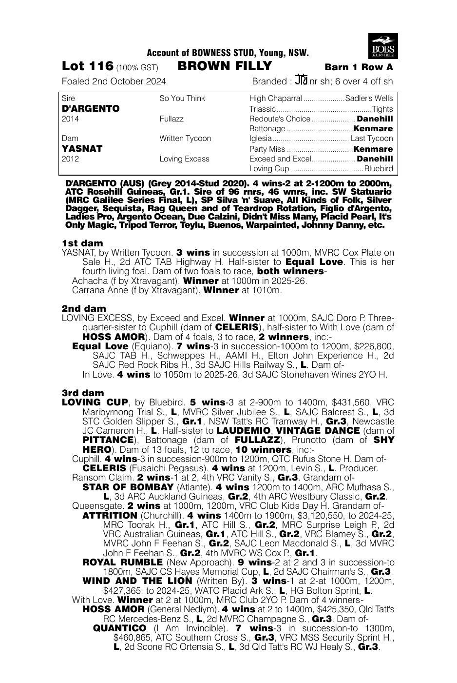 Pedigree - Lot 116
