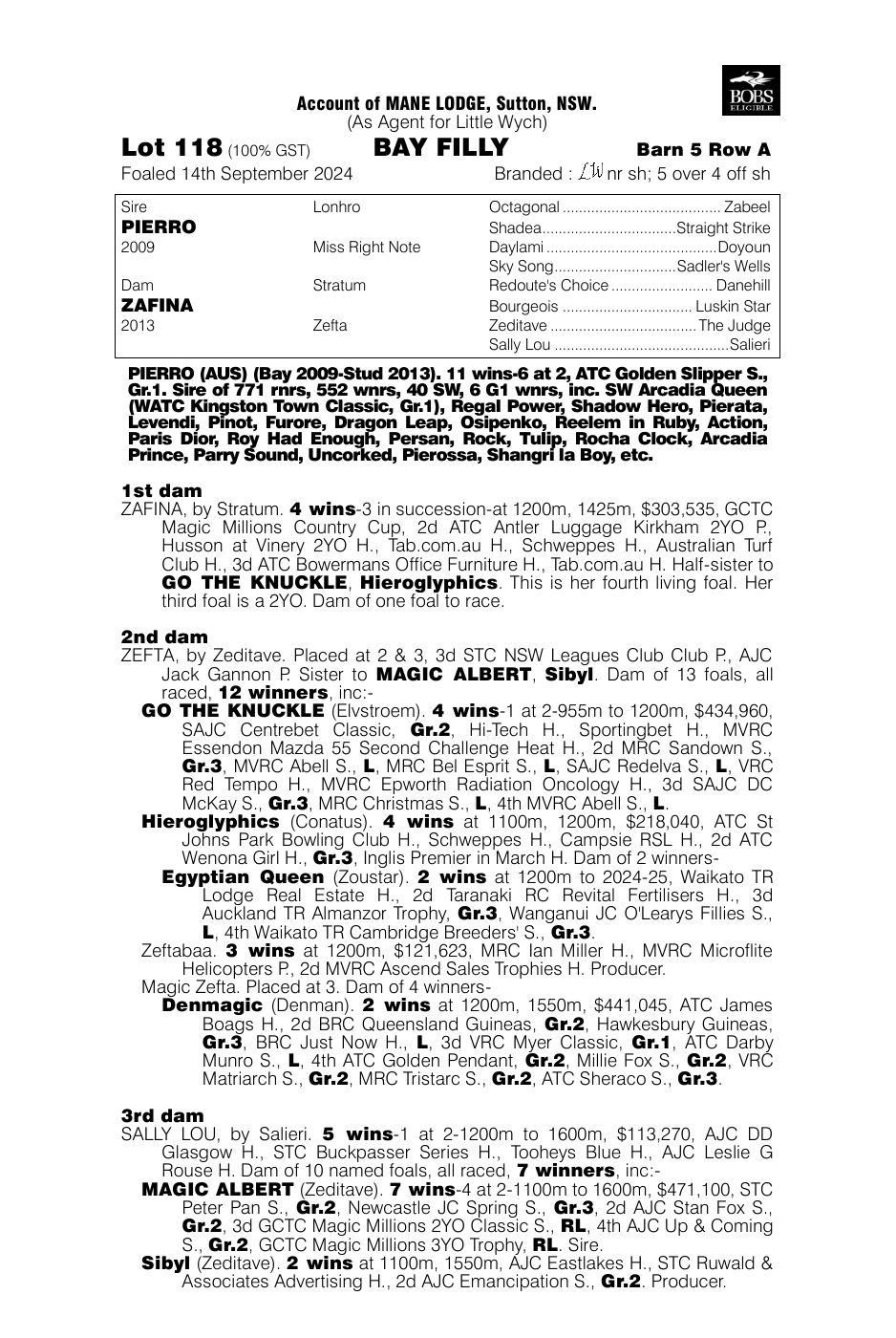 Pedigree - Lot 118