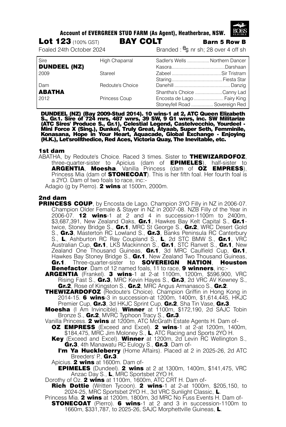 Pedigree - Lot 123