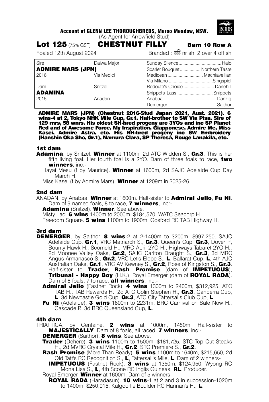 Pedigree - Lot 125