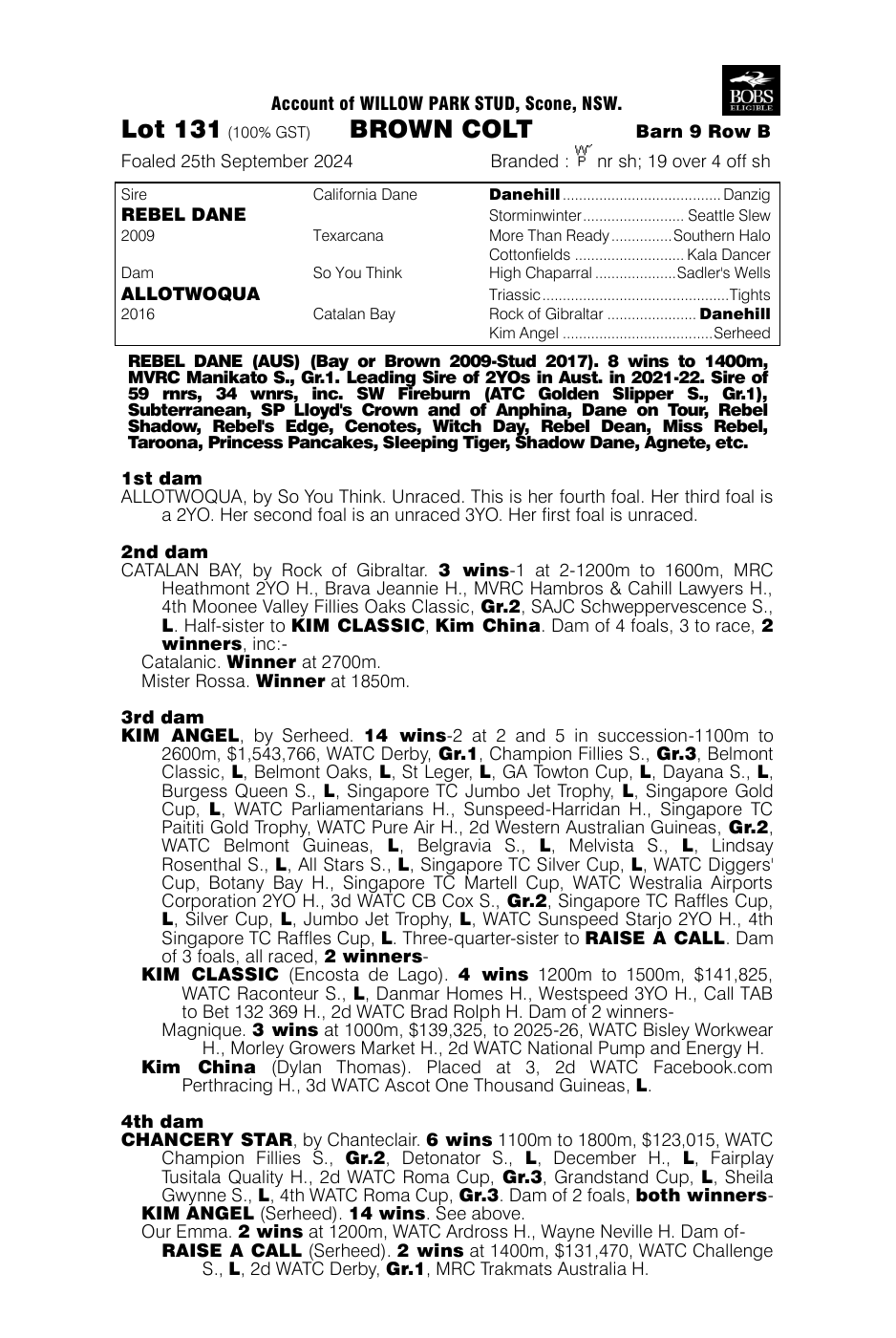 Pedigree - Lot 131