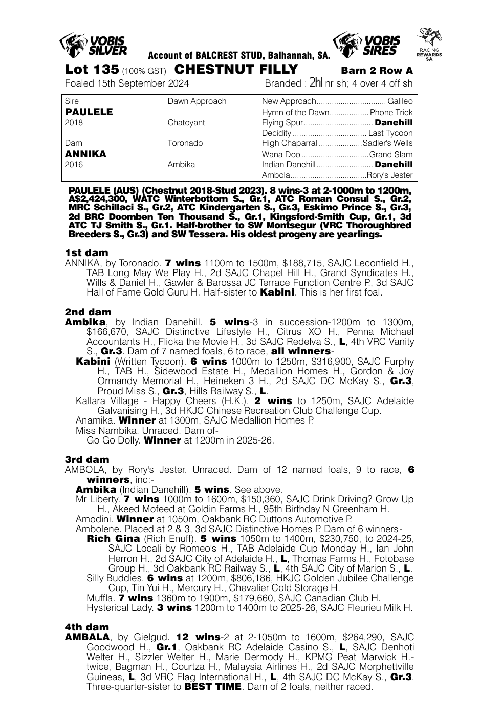 Pedigree - Lot 135