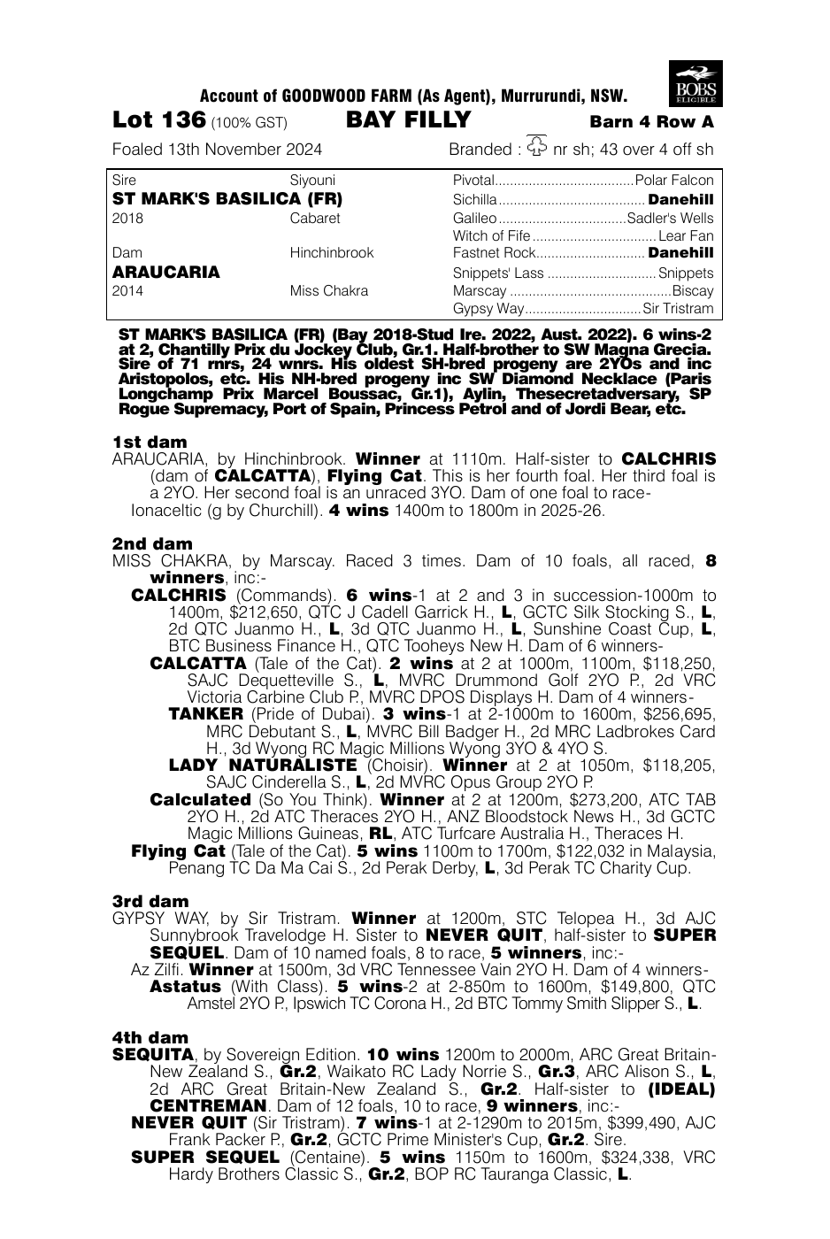 Pedigree - Lot 136