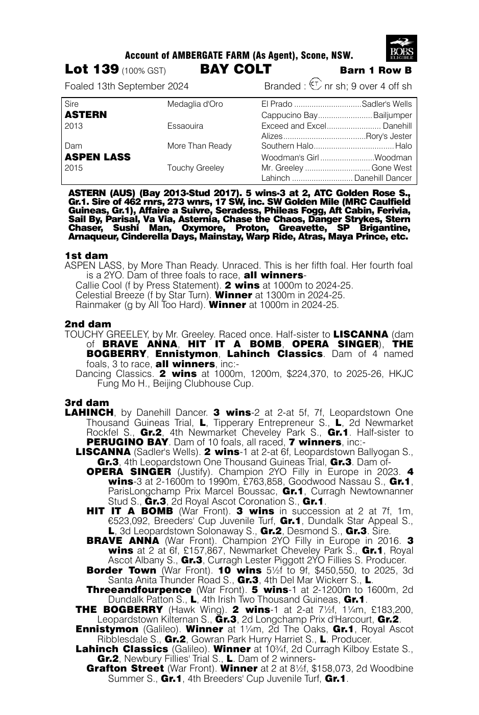 Pedigree - Lot 139