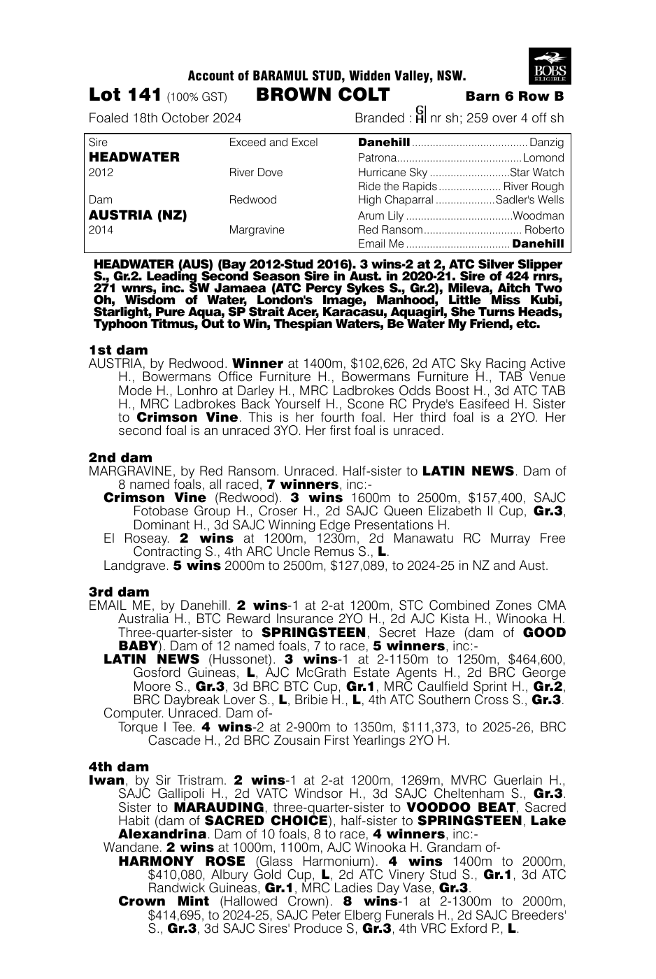 Pedigree - Lot 141
